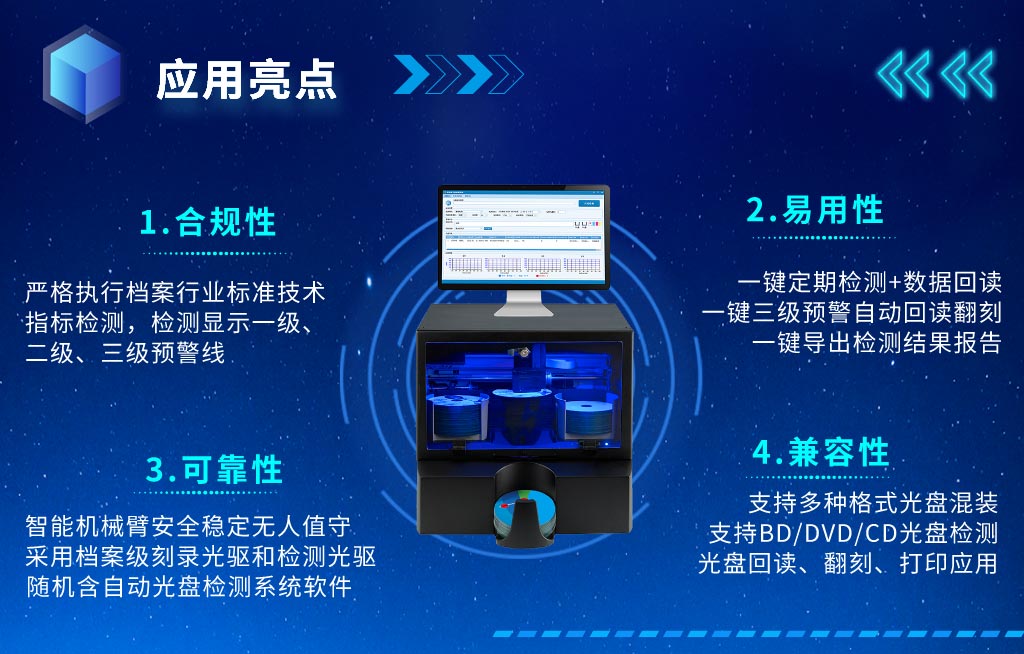 派美雅全自動檔案藍光光盤檢測刻錄一體機應用亮點